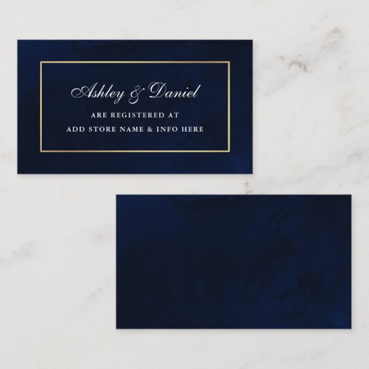 水色エレガント青金ゴールドの結婚レジストリ エンクロージャーカード (正面/裏面)