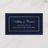 水色エレガント青金ゴールドの結婚レジストリ エンクロージャーカード (正面)