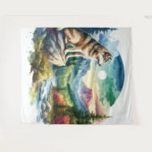 水色オオカミ タペストリー (正面(横))