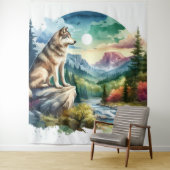 水色オオカミ タペストリー (インサイチュ)