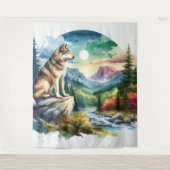 水色オオカミ タペストリー (正面)