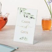 水色オリーブの枝カードとギフトサイン 台座サイン (インサイチュ)