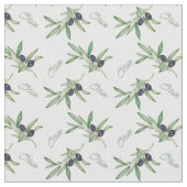 水色オリーブの枝 ファブリック (クローズアップ)