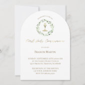 水色オリーブリースファーストホーリーコミュニオン 招待状 (正面)