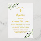 水色オリーブ枝バプテスマ 箔招待状 (正面)