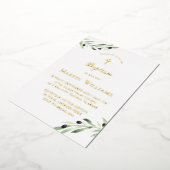 水色オリーブ枝バプテスマ 箔招待状 (回転した状態)