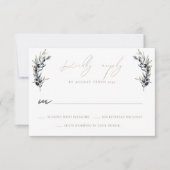 水色オリーブ枝結婚式RSVPレスポンスカード 出欠カード (正面)