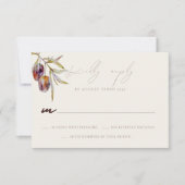 水色オリーブ枝結婚式RSVPレスポンスカード 出欠カード (正面)