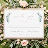 水色オリーブ枝結婚式RSVPレスポンスカード 出欠カード