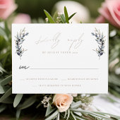 水色オリーブ枝結婚式RSVPレスポンスカード 出欠カード