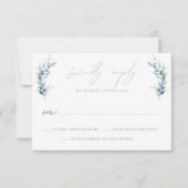 水色オリーブ枝結婚式RSVPレスポンスカード 出欠カード (正面)