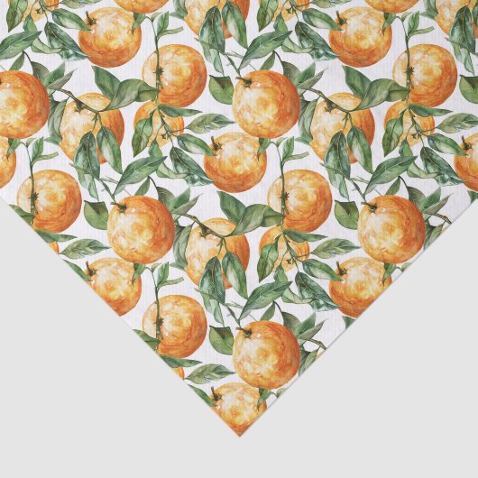 水色オレンジと葉パターンの分離 薄葉紙 (詳細)