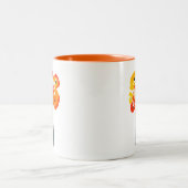 水色オレンジと赤ケシ ツートーンマグカップ (中央)