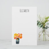 水色オレンジと赤ケシ 便箋 (スタンド正面)