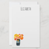 水色オレンジと赤ケシ 便箋 (正面)