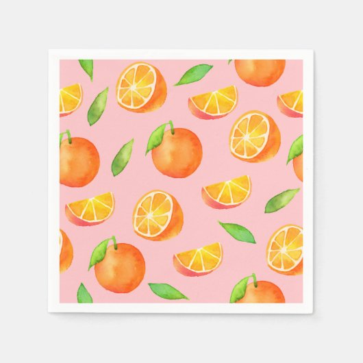 水色オレンジのパターン スタンダードカクテルナプキン (正面)