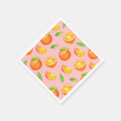 水色オレンジのパターン スタンダードカクテルナプキン (角)