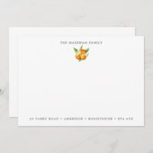 水色オレンジのファミリーアドレス ノートカード (正面/裏面)