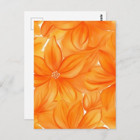 水色オレンジフローラ鮮やか植物 ポストカード (正面/裏面)