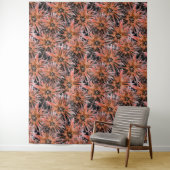 水色オレンジ色と茶色の花。 タペストリー (インサイチュ)