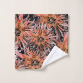 水色オレンジ色と茶色の花。 バスタオルセット (ウォッシュタオル)