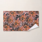 水色オレンジ色と茶色の花。 バスタオルセット (ハンドタオル)