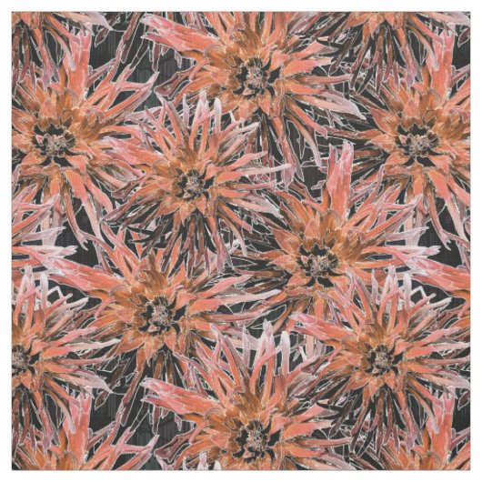 水色オレンジ色と茶色の花。 ファブリック (見本)