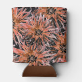 水色オレンジ色と茶色の花。 缶クーラー (裏面)