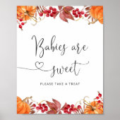 水色オレンジ色の小さなかぼちゃのベビーは甘い ポスター (正面)