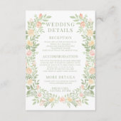 水色オレンジ色フローラ結婚の詳細カード エンクロージャーカード (正面)