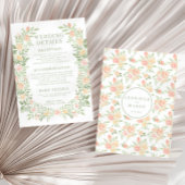 水色オレンジ色フローラ結婚の詳細カード エンクロージャーカード