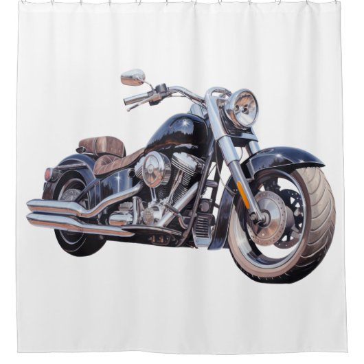 水色オートバイ シャワーカーテン (正面)