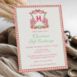 水色カウボーイブーツモノグラムクレストパーティー 招待状