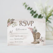 水色カウボーイブーツ馬の応答カードRSVP 出欠カード (スタンド正面)