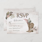 水色カウボーイブーツ馬の応答カードRSVP 出欠カード (正面/裏面)