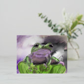 水色カエルのスケッチ、デジタル、秋テーマ 箔シーズンポストカード (立ち正面)