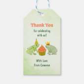 水色カエル池バースデーパーティーかわいい感謝 ギフトタグ (正面)