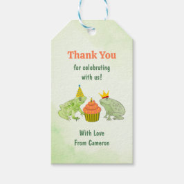 水色カエル池バースデーパーティーかわいい感謝 ギフトタグ