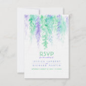 水色カスケーディンググリーンパープルウェディングRSVP 招待状 (正面)