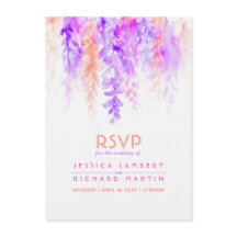 水色カスケーディングパープルオレンジの結婚式RSVP