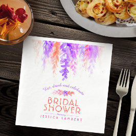 水色カスケーディングパープルオレンジブライダルシャワー スタンダードランチョンナプキン