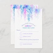 水色カスケードブルーパープルウェディングRSVP返信 出欠カード (正面/裏面)