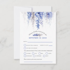 水色カスケード結婚の濃い青の灰色 出欠カード