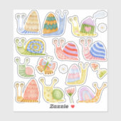 水色カタツムリのステッカー シール (シート)