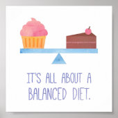 水色カップケーキバランスダイエットフードユーモア ポスター (正面)