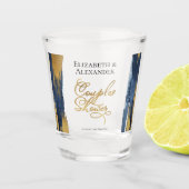 水色カップルのシャワーショットグラス |抽象芸術 ショットグラス (正面)