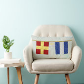 水色カップルのモノグラム海事信号フラグ ランバークッション (椅子)