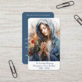 水色カトリック聖マリア祈りの言葉カード 名刺