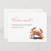 水色カニオレンジ新しいホームムービングアナウンスメント ポストカード (正面/裏面)