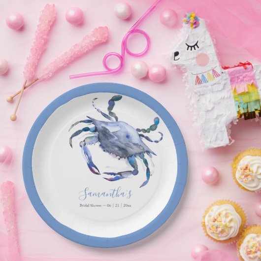 水色カニダスティブルービーチブライダルシャワー ペーパープレート (パーティー)